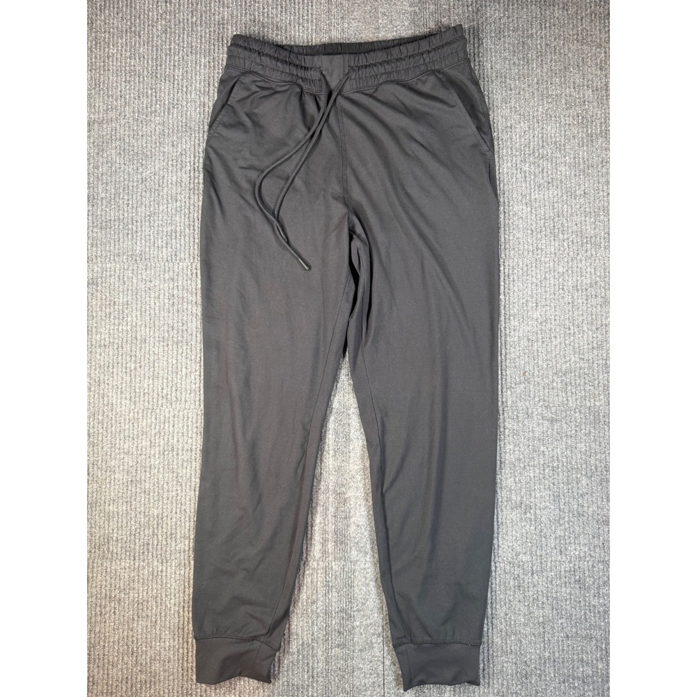 Athletic Joggers Black Drawstring Elastic Waist Cuffed Sweatpants Medium